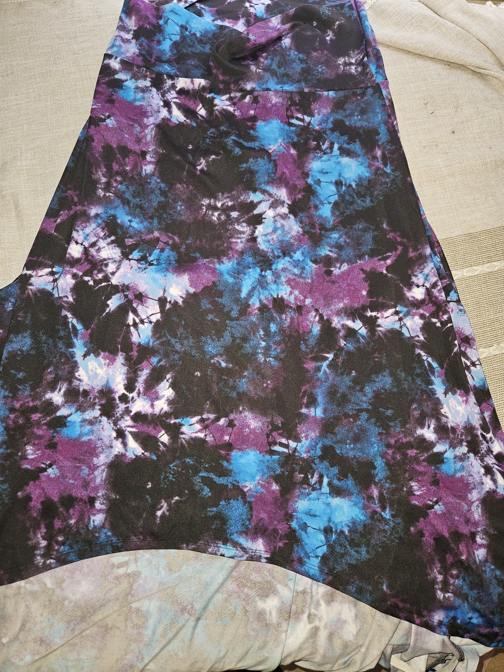 LuLaRoe Maxi Skirt in Black, Purple, Blue Tie-Dye